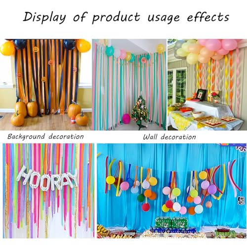 Blue and Orange Crepe Paper Streamers - 6 Rolls for Party Decor