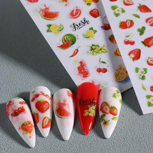 Summer Fruit Nail Art Stickers Kit - 14 Self-Adhesive Designs