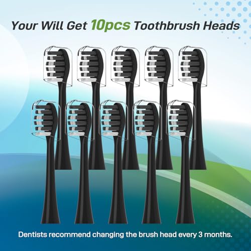 Gleem Electric Toothbrush Replacement Heads - Black, 10 Count