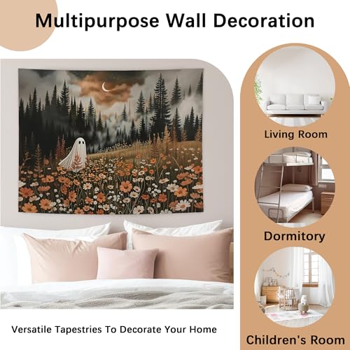 NATSUNO Halloween Tapestry - Spooky Ghost Wall Hanging 50x60