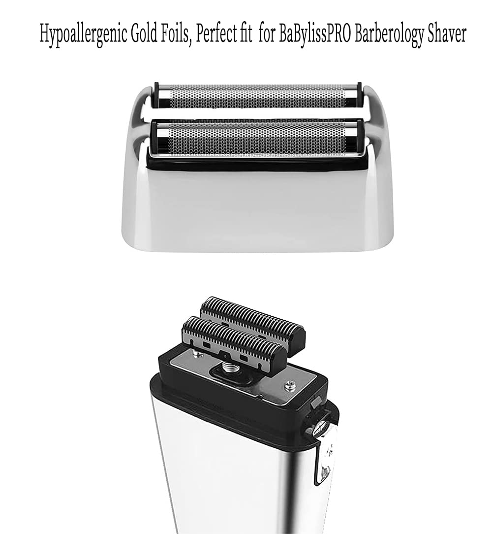 Kaynway Replacement Foil and Cutters for BaBylissPRO Barberology Double Foil Shaver, Professional Foil Cutter Blade for BaBylissPRO Barberology FX Collection Metal Foil Shaver (Silver)