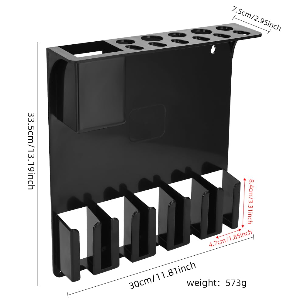 Clipper Holders Barbers Organizer, 13" x 12" x 3" Wall-Mounted Multi-Functional Hair Styling Tool Storage Stand for Clipper, Scissors, Comb, Curling Irons - for Salon, Home Bathrooms, with Screws Kit