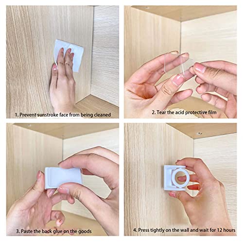 4-Pack White Curtain Rod Holders with Swivel Ring - Easy Install