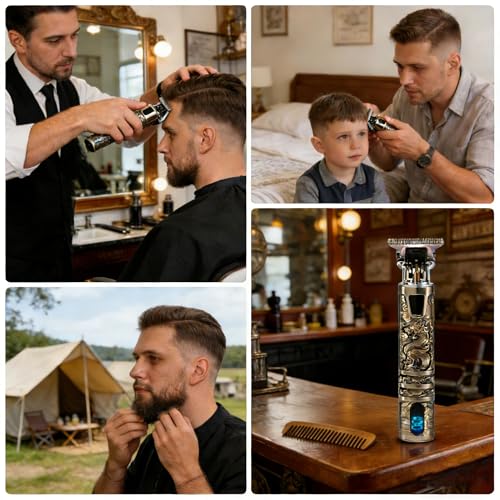 RQTYBUI Professional Cordless Hair Clipper & Beard Trimmer Set, USB-C