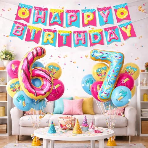 67th Birthday Party Balloons Set - Foil & Latex Decorations
