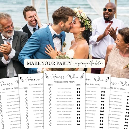 Guess Who The Bride or Groom Game Cards for Bridal Showers - 30 Pack