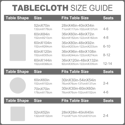 Grey Faux Linen Tablecloth - Water-Resistant 52x70 Inch Cover for Dining & Events