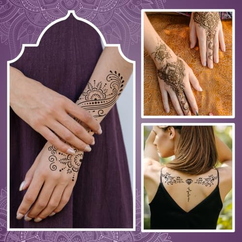 InkForge Temporary Tattoo Kit - 243 Stencils & 7 Color Cones