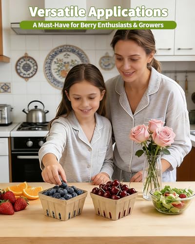 30 Pack Natural Pulp Berry Baskets - Vented Produce Containers