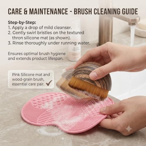 Pink Contour Face Brush Set with Gua Sha & Cleaning Pad – Skincare & Facial Massage Kit