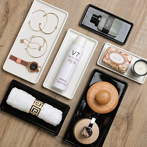 Gurygo 8" Black Ceramic Vanity Tray for Bathroom & Kitchen