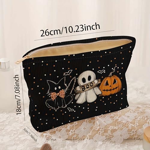 Cute Halloween Makeup Bag for Women, Small Kawaii Cosmetic Pouch with Zipper