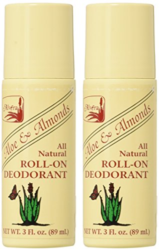 Alvera All-Natural Roll-On Deodorant with Aloe and Almonds - 2 Pack 3oz