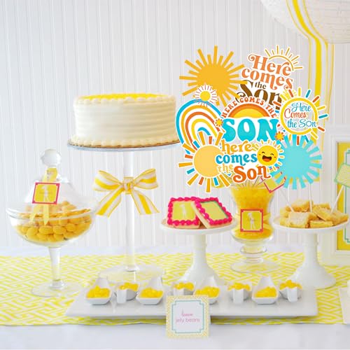 Here Comes The Son Centerpiece Sticks - 28Pcs Rainbow Baby Shower Decor