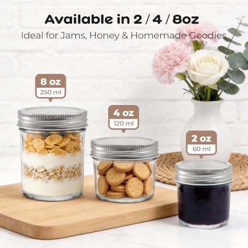 12 Pack 2 oz Mini Mason Jars with Airtight Lids - PureRoot