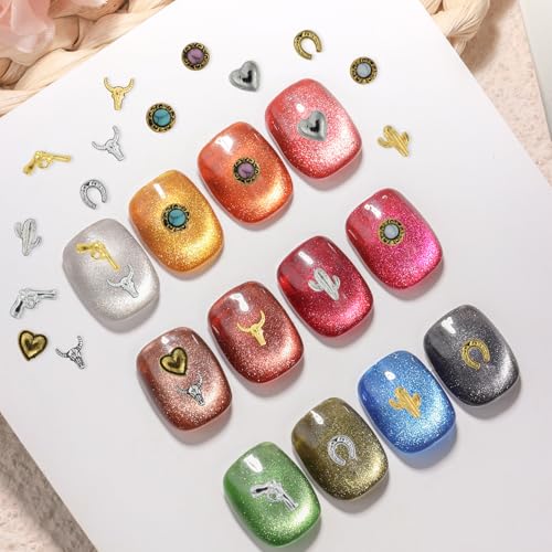 Ohmique 30 PCS 3D Western Nail Charms - Vintage Cowboy Style Nail Art