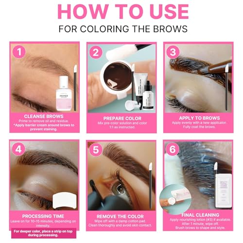 CLIONE PRIME Dark Brown Korean Lash & Brow Color Kit - Temporary, Fades 1-2 Weeks