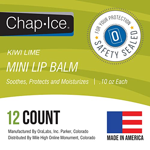 Chap-Ice Mini Kiwi Lime Lip Balm Pack - 12 Count, Vitamin E Moisturizer
