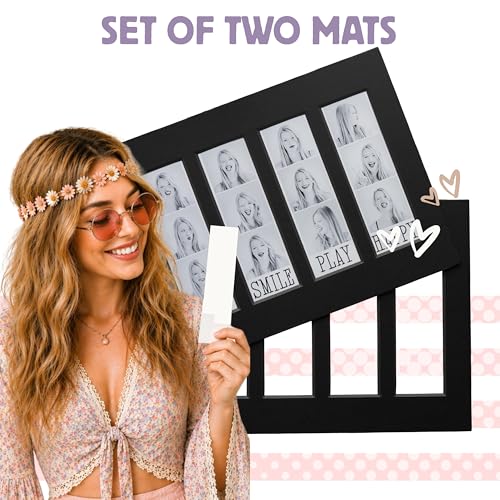 Customizable Black Photo Frame Mats for 2x6 Photo Booth Strips - Set of 2