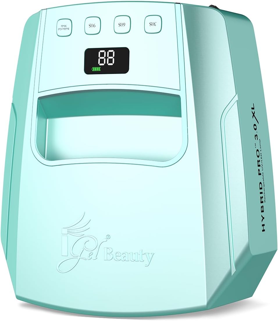 iGel Beauty Hybrid PRO 3.0 XL UV/LED Nail Lamp - Wireless 48W Nail Dryer with Smart Timer & Extra Wide Curing Area | Cordless Design, 9000mAh Battery