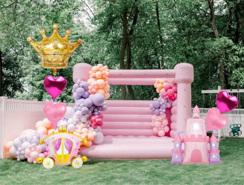 Princess Birthday Balloons Set - Pink Crown, Castle & Carriage