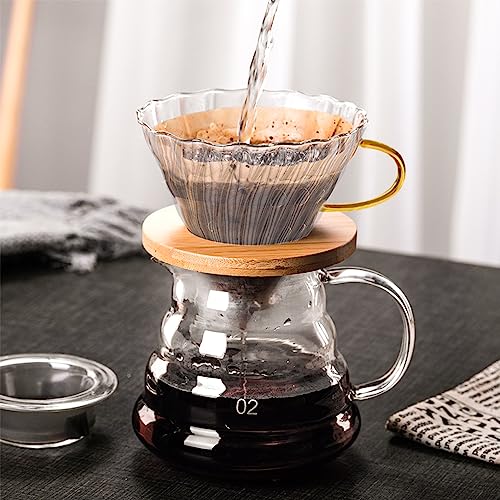 Gute Glass Pour Over Coffee Dripper with Bamboo Stand - 1-4 Cups