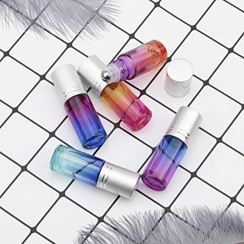 Kesell 10pcs 5ml Gradient Glass Essential Oil Roller Bottles with Funnel