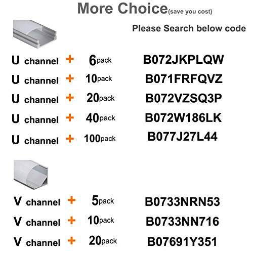 Hunhun 15-Pack End Caps & Mounting Clips for U Shape LED Channels