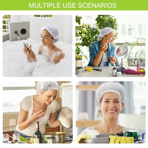Disposable Waterproof Shower Caps 100 Pcs Biodegradable Hair Cover for Spa Travel