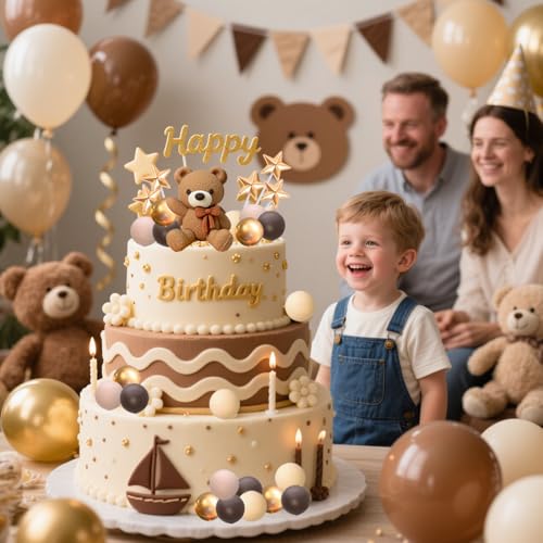 Bear Cake Toppers with Stars & Clouds for Baby Showers & Birthdays