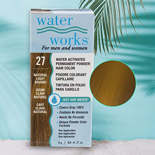 Water Works Light Brown Permanent Hair Color Powder - Root Touch-Up & Full Coverage, 3 Pack