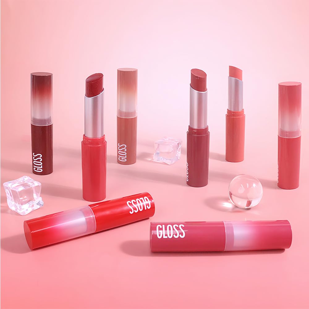 HHLTOH 1Pc Pale Pink Butter Lipstick Tinted Lip Balm, Shine Moisturizing Plumper Lipstick for Women, Natural Nourishing Hydrating Lip Gloss Stain for Dry Lips, Lightweight Lip Liner Care Vegan Makeup