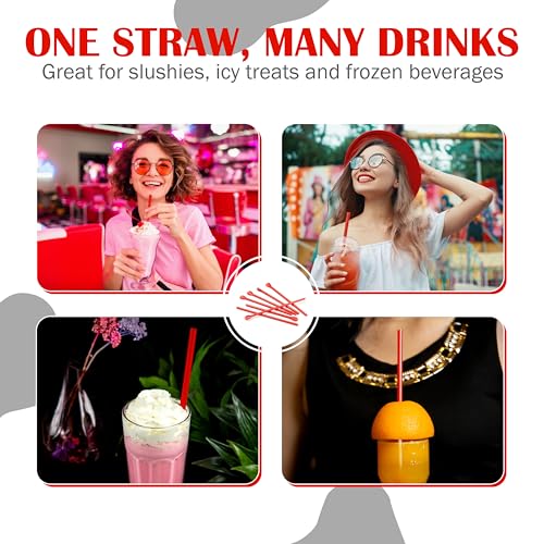 Concession Essentials 10" Red Spoon Straws - Pack of 200 for Frozen Drinks