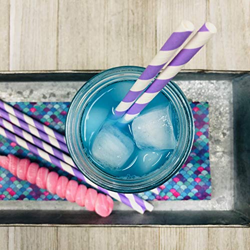 Pastel Stripe Paper Straws - 150 Biodegradable Straws for Parties