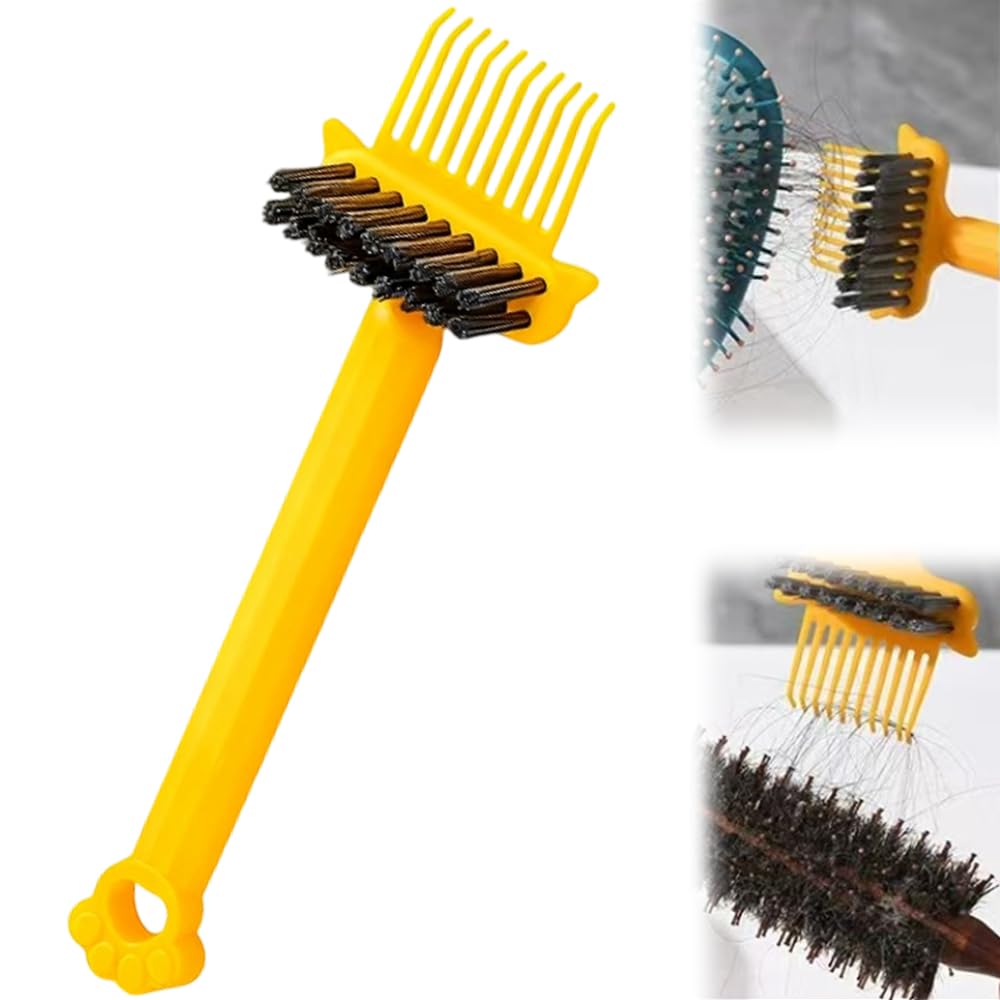 Hair Brush Cleaning Tool - 2 In 1 Portable Comb Cleaner Rake | Green