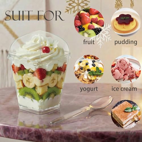 Hiasobre 5 oz Plastic Dessert Cups with Lids & Spoons - 30 Pack