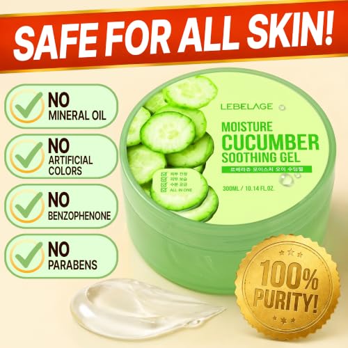 LEBELAGE Soothing Cucumber Gel 10.14oz - Hydrating Face & Body Moisturizer