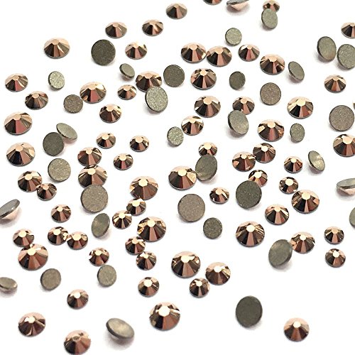 Rose Gold Austrian Crystal Flatbacks Mixed Sizes - No Hotfix, 144 pcs