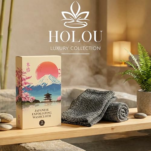 HOLOU Japanese Exfoliating Washcloth - 120cm Dual-Sided Back Scrubber