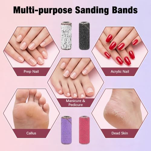 Rolybag Nail Drill Bits Mini Sanding Bands Set - 100 Pcs, 80-240 Grit