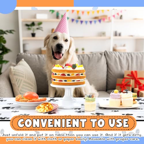 Paw Print Tablecloth 4 Pack - 54x108 Inches for Dog Parties