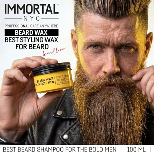 Immortal NYC Beard King Beard Wax - Strong Hold Styling for Men, 50ml