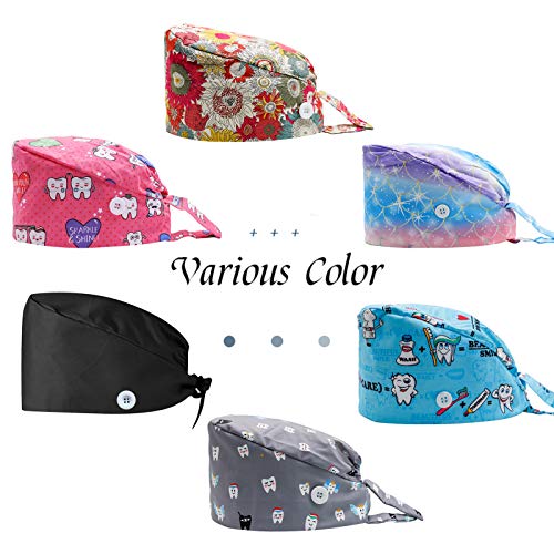 Cute Teeth Working Cap with Button - 3PCS Breathable Sweatband
