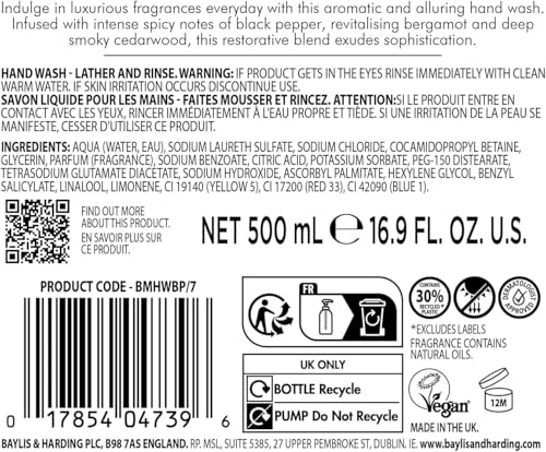 Baylis & Harding Black Pepper & Ginseng Liquid Hand Soap 500ml