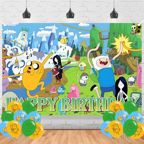 Time of Adventure Birthday Backdrop - Cartoon Party Decoration