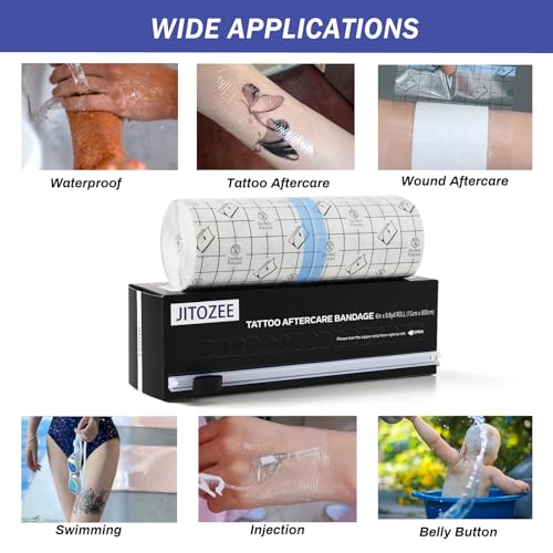 Tattoo Aftercare Bandage 6'' x 26 ft - Waterproof Healing Wrap with Sliding Knife