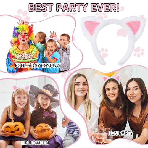Etercycle Plush Cat Ear Headband for Makeup, Yoga, and Parties