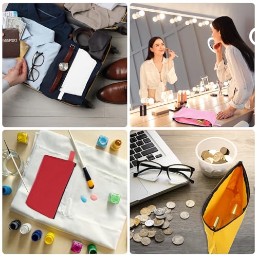 uxcell Canvas Makeup Bags - 10 Pcs Blank DIY Cosmetic Zipper Pouches