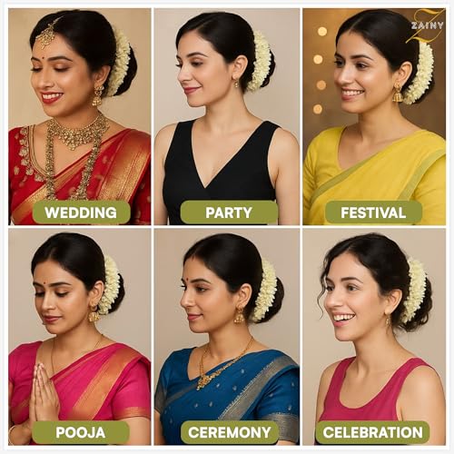 ZAINY White Mogra Gajra for Hair - Artificial Jasmine Floral Bracelet