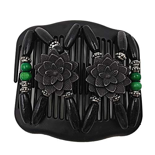 LOVEF Decorative Hair Clip Comb Set - Handmade Wood Beads & Crystal Updo Accessories